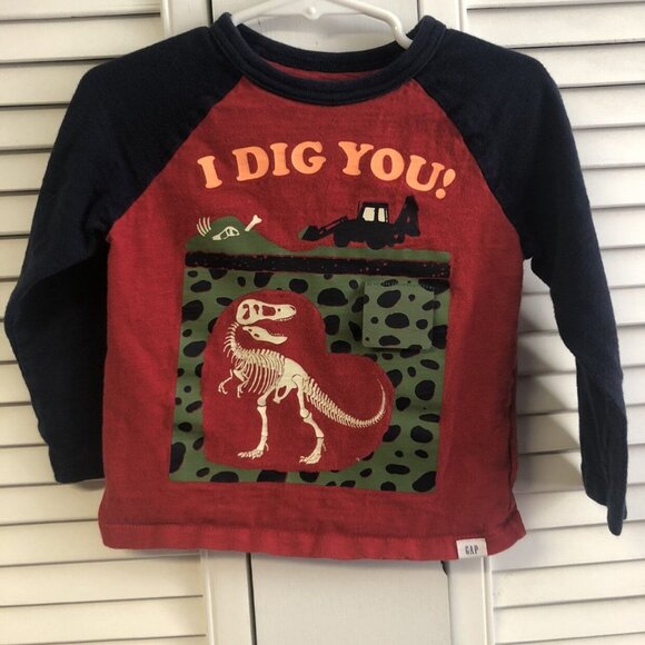 Gap Size 2 Dinosaur Raglan Tee - Picture 3 of 6